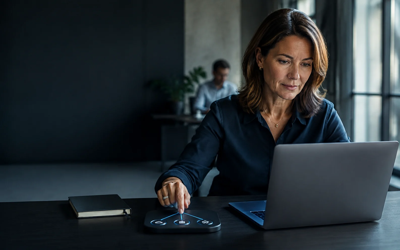 A business owner reviewing how company AI work is handled